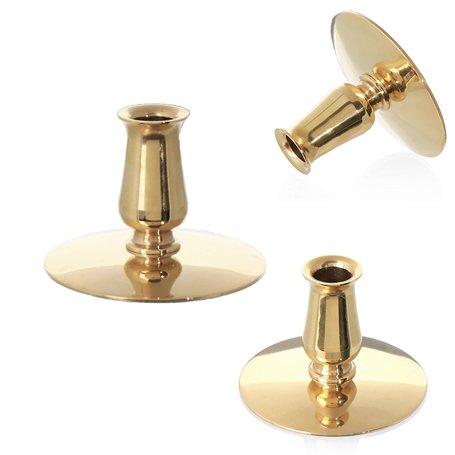 NKlaus 3X Porte-Bougies en Laiton doré Bougeoirs Bougies rituelles Fines en Cire d'abeille jusqu'à Ø0