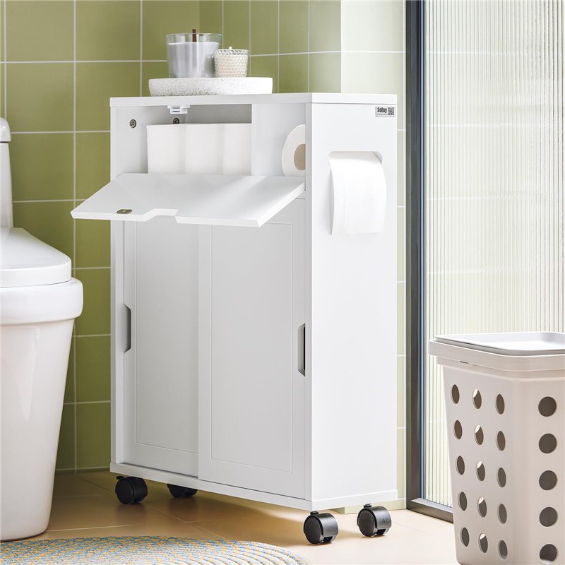 Image secondaire de SoBuy Meuble de Rangement Salle de Bain, Armoire de Côté, Rangement Polyvalente, Meuble pour Papier Toilette, Porte Brosse WC, M