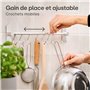 Praknu Barre de Suspension pour Ustensiles de Cuisine avec 8 Crochets - Adhésive & Sans Perçage - Fixation Murale 40 cm - Durabl