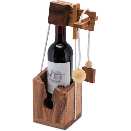 LOGOPLAY Coffre-Fort pour Bouteilles - Puzzle à Cordes - Jeu de réflexion - Jeu d'énigmes - Jeu de Patience - Jeu de logique en