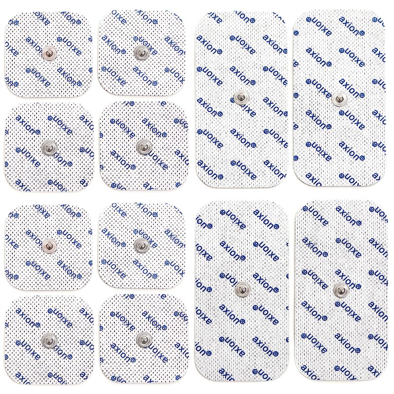 12 électrodes axion 10x5 cm et 5x5 cmm | Compatible avec les appareils Beurer et Sanitas | Electrostimulateur TENS et EMS avec c