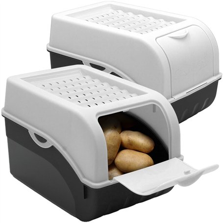 ARTECSIS Lot de 2 Boîtes de Conservation Alimentaire 5L Blanche + 6 Stickers/Fruit