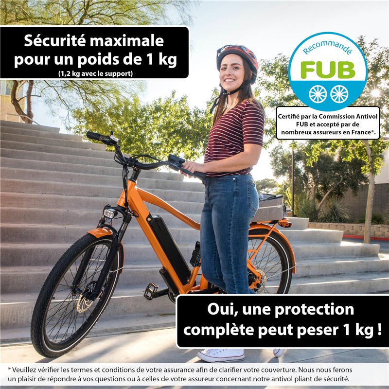 Image secondaire de KOHLBURG Antivol velo de sécurité pliable [FUB 2 roues homologué] - Antivol vélo pliant 89 cm avec niveau de sécurité le plus él
