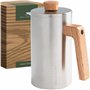 WALDWERK Cafetière à Piston (1L) - French Press en Acier Inoxydable à Double Paroi avec Poignée en Bois de Chêne - Cafetière Man