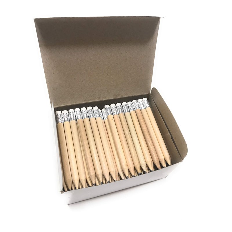 Lot de 100 mini crayons de golf, courts, avec gomme