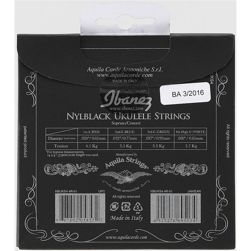Image secondaire de Ibanez NBUKS4 Jeu de corde pour ukulélé de soprano/concert, Aquila Strings, Noir