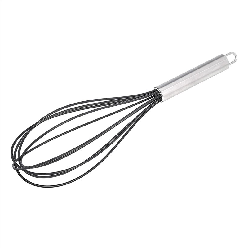 Image secondaire de Amazon Basics Ensemble de fouets en acier inoxydable et silicone antiadhésif 20,3 cm 25,4 cm et 30,5 cm Lot de 3, Noir (Ancienne)