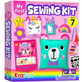KRAFUN Kit de Couture Licorne pour Enfants dès 5 Ans, 7 Projets Débutants (Poupées, Oreillers), Feutre, Instructions, Boîte Réut KRAFUN Kit de Couture Licorne pour Enfants dès 5 Ans