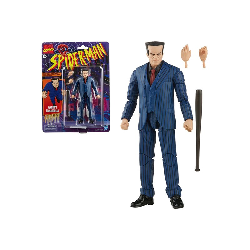 Marvel Hasbro Spider-Man, Figurine Marvel's Hammerhead de 15 cm, inclut 3 Accessoires : 2 Mains alternatives, 1 bâton de Basebal