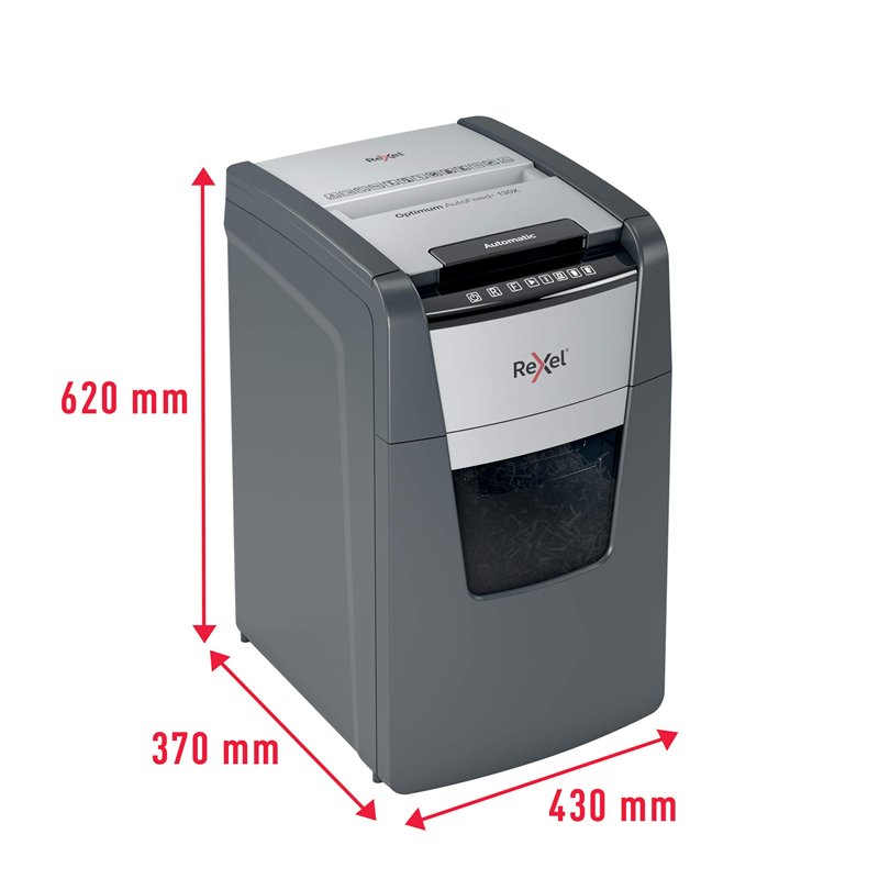 Image secondaire de Rexel Optimum 2020130XCH AutoFeed+ 130X Destructeur de documents automatique 130 feuilles Niveau de sécurité P4 Coupe croisée po