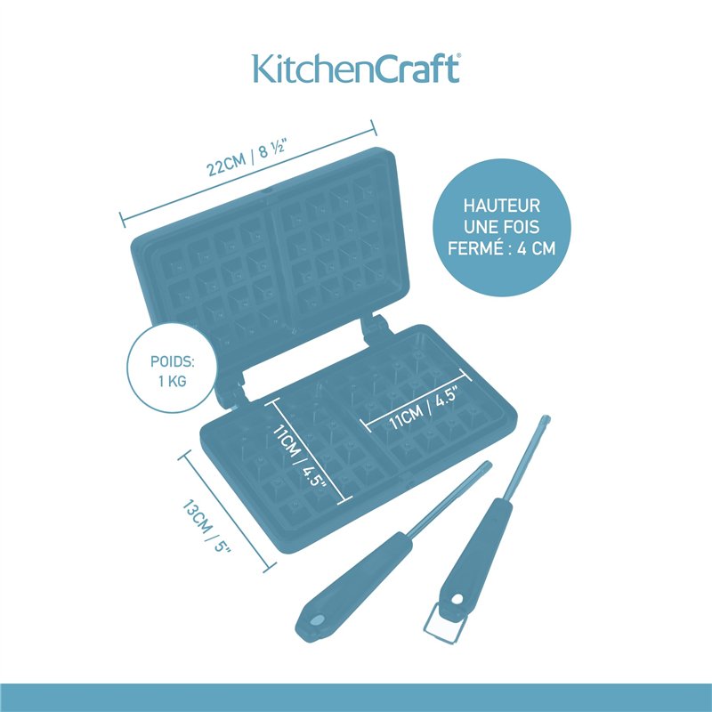 Image secondaire de KitchenCraft Gaufrier Avec Revêtement Antiadhésif, Gaufrier Pour Cuisinière, Simple Et Pratique, Noir