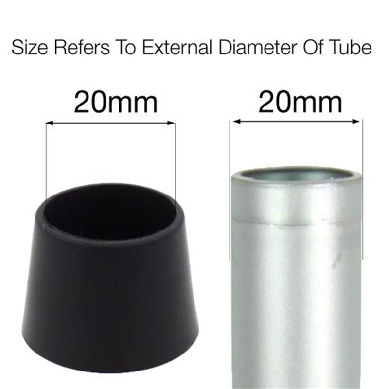 Image secondaire de 16 Pièces - Embouts Viroles en Caoutchouc 20mm avec Patin Glisseur en Téflon PTFE Intégré - pour Tables, Chaises et de Meubles -