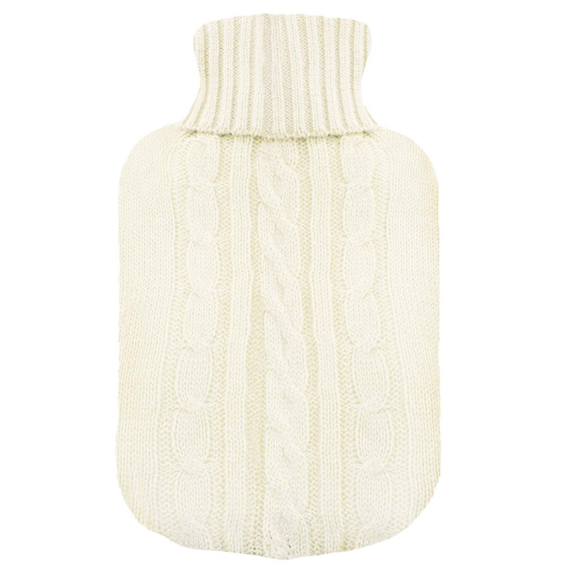 Couverture tricotée pour bouillotte, isolant tricoté crème, accessoires d’hiver tricotés, cadeau parfait de Noël/fête des mères/