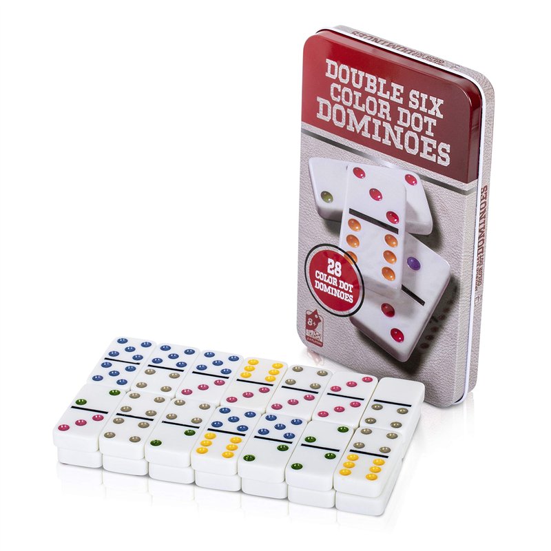 KAV Lot de 6 Dominos 19 x 11 cm dans Une boîte Cadeau, Jeux de société éducatifs aux Couleurs Vives pour Adultes et Enfants, 4,7