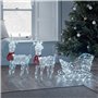 Lights4fun Duo de Rennes et Traîneau Lumineux de Noël avec 240 LED Blanc à Piles en Acrylique avec Minuterie Décoration de Noël 