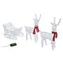 Lights4fun Duo de Rennes et Traîneau Lumineux de Noël avec 240 LED Blanc à Piles en Acrylique avec Minuterie Décoration de Noël 