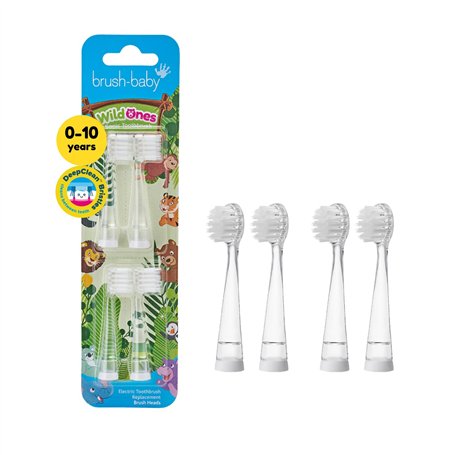 Brush-Baby WildOnes Lot de 4 têtes de rechange pour brosse à dents de 0 à 10 ans
