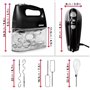 Duronic HM4 BK Batteur à main électrique 400W 5 vitesses avec fonction Turbo Compartiment de rangement 2 batteurs 2 crochets à p