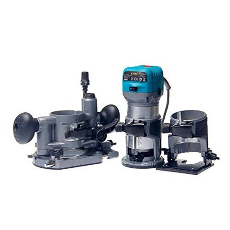 KATSU Ensemble d'Affleureuse à Bois Défonceuse Électrique 220V 710W avec 3 Bases + 3 Pinces de 6mm