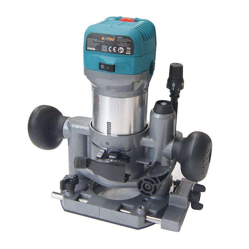 Image secondaire de KATSU Ensemble d'Affleureuse à Bois Défonceuse Électrique 220V 710W avec 3 Bases + 3 Pinces de 6mm, 8mm et 10mm