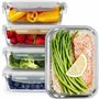 GOOD FOR YOU Boîtes-repas en verre [lot de 5] - récipients avec fermeture à clic - conteneurs de nourriture étanches - boîtes de