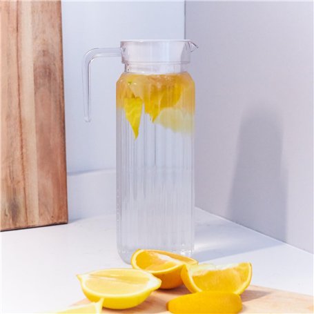 GOLDBEARUK Carafe carrée en plastique avec couvercle pour réfrigérateur - Carafe de 1