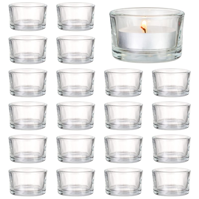MATANA 24 Porte-Bougie Chauffe-Plat - Bougeoir Verre Décoration de Table pour Mariages - Photophore Bougie, Bougeoir Verre Trans