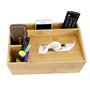 Boîte à mouchoirs multifonction en bambou naturel - 4 compartiments - Distributeur de mouchoirs - Organiseur de bureau - Distrib