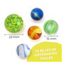KLEINTOBER | 25 Billes Premium | Set de Billes pour Jouer | Pépites Rares de Soleil | Instructions pour 5 Jeux | Billes en Verre