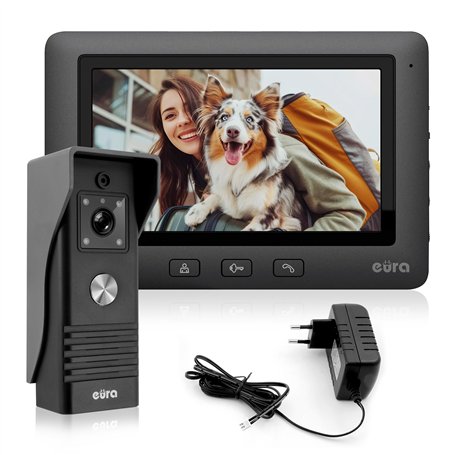 Eura VDP-45A3 Alpha Interphone vidéo 4 Fils avec écran Couleur 7" Noir