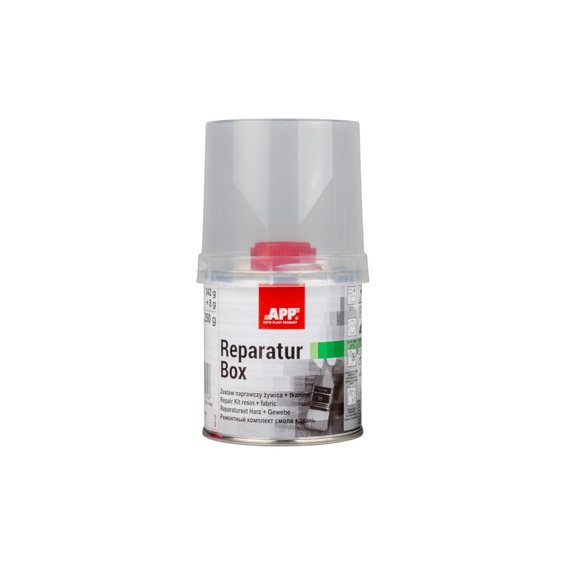 Image secondaire de APP Reparatur Box - Kit réparation carrosserie Voiture | Kit resine Polyester + Fibre de Verre + durcisseur | Réparations Nautiq