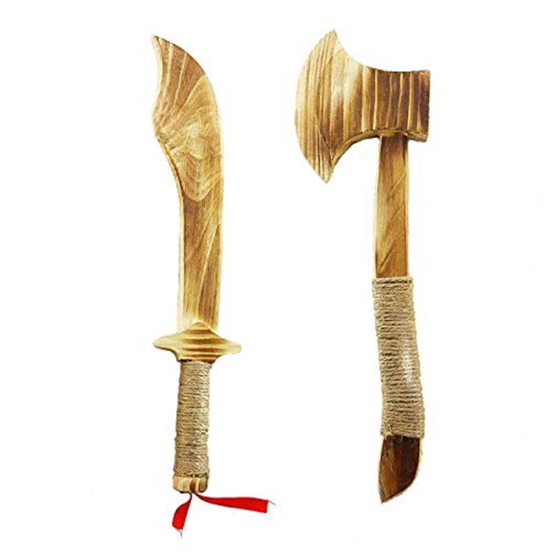 Zhou-long Hache en bois pour enfants - Jouet fait à la main - Jeu d'extérieur en corde de chanvre - Avec tradition chinoise