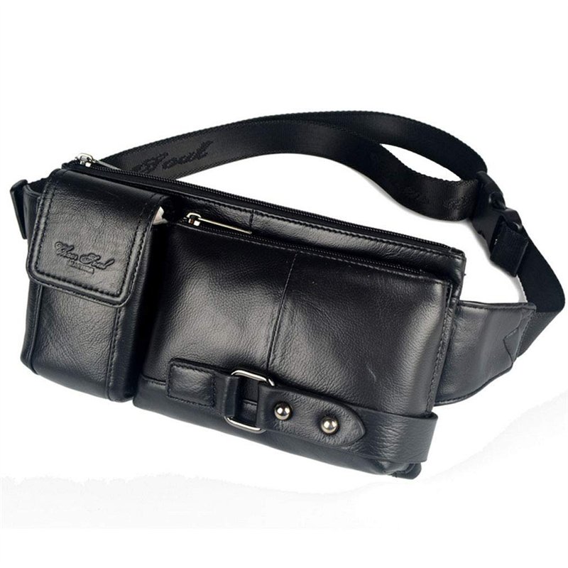 Sac Banane en Cuir pour Hommes Ceinture Ceinture Taille Sac à Main Voyage randonnée Marche Pochette de téléphone Portable Fronde