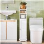 SoBuy® FRG177-W Support Papier Toilette Armoire Toilettes Porte Brosse WC Meuble de Salle de Bain sur Pied en Bois – Blanc