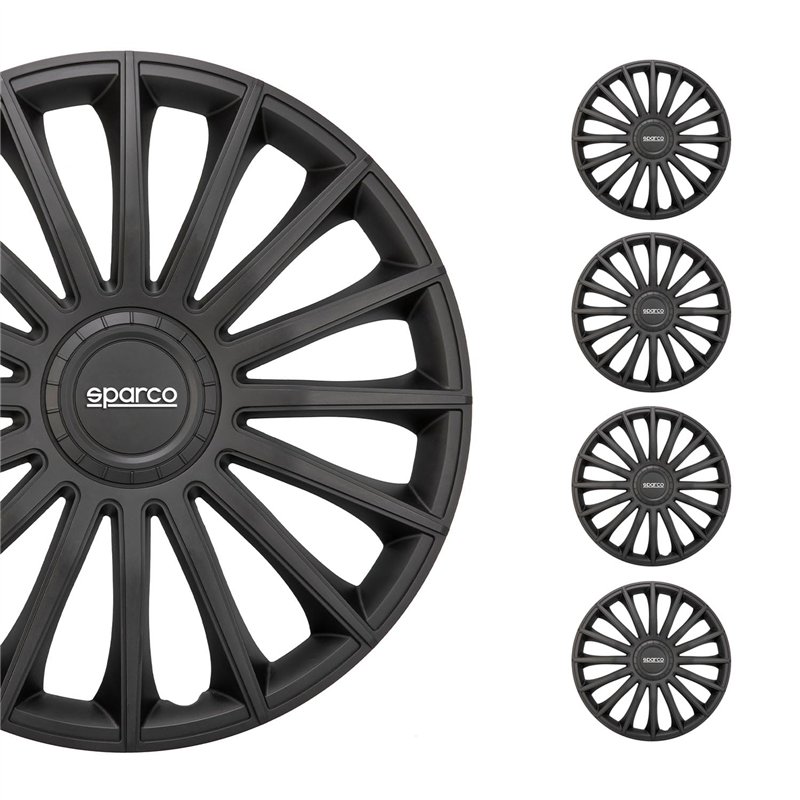 Sparco Enjoliveurs Treviso - 16-pouces - Noir - Set de 4 pièces