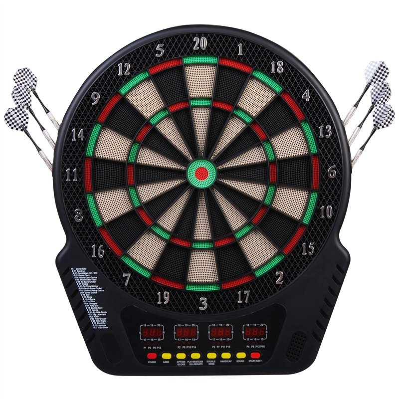 HOMCOM Cible Jeu de fléchettes électronique Professionnel 27 Jeux 243 Variations - Fléchettes pour 1 à 16 Joueurs, 6 fléchettes 