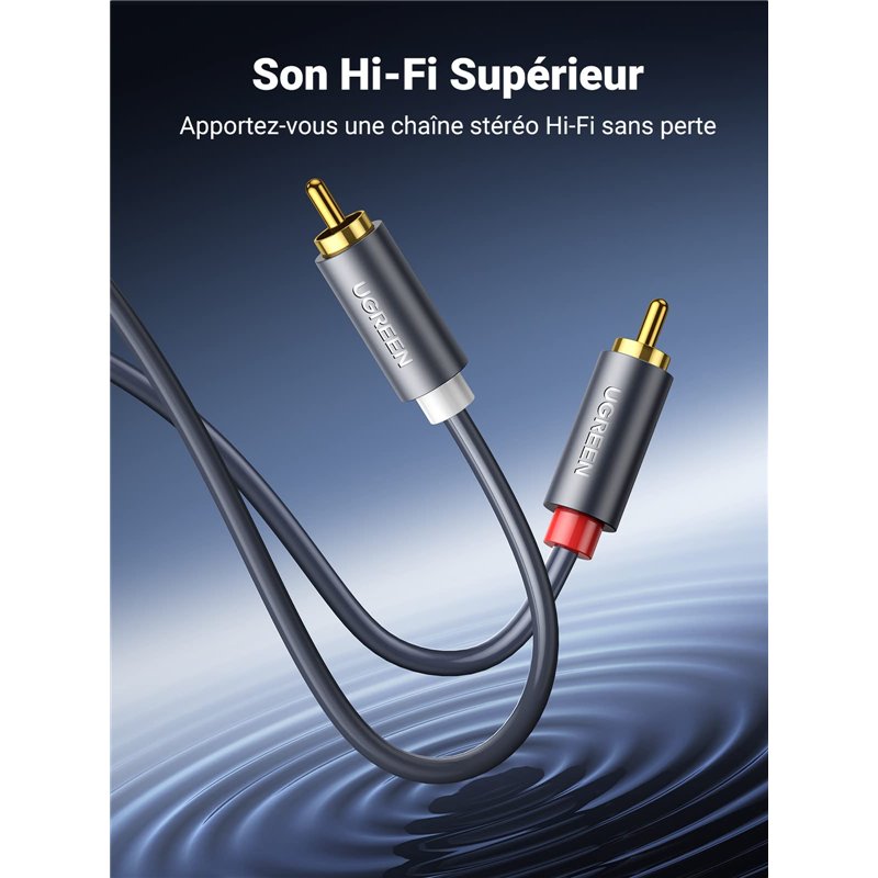 Image secondaire de UGREEN 2M Câble RCA 2 Mâle vers 2 Mâle Câble Cinch Audio Stéréo Compatible avec Lecteur DVD Platine CD Haut Parleur Amplificateur