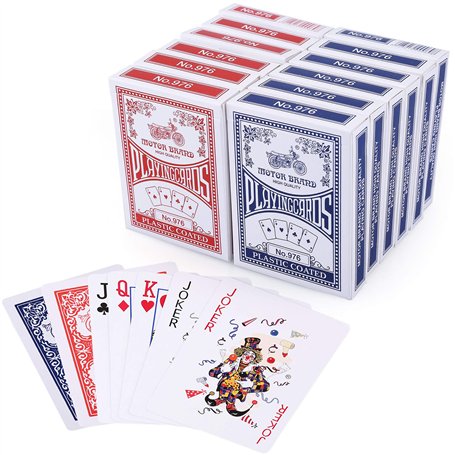 LotFancy 12 Decks Jeux de Carte 54 de Poker Playing Cards à Index Standard 6 Bleu et 6 Rouge