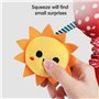 TUMAMA Jouet Hochet Bebe 0 2 3 4 6 8 9 12 Mois, Jeux Poussette d Eveil Bébé 0-6 Mois Avec Le Miroir La Voix, Peluche Fruits Joue