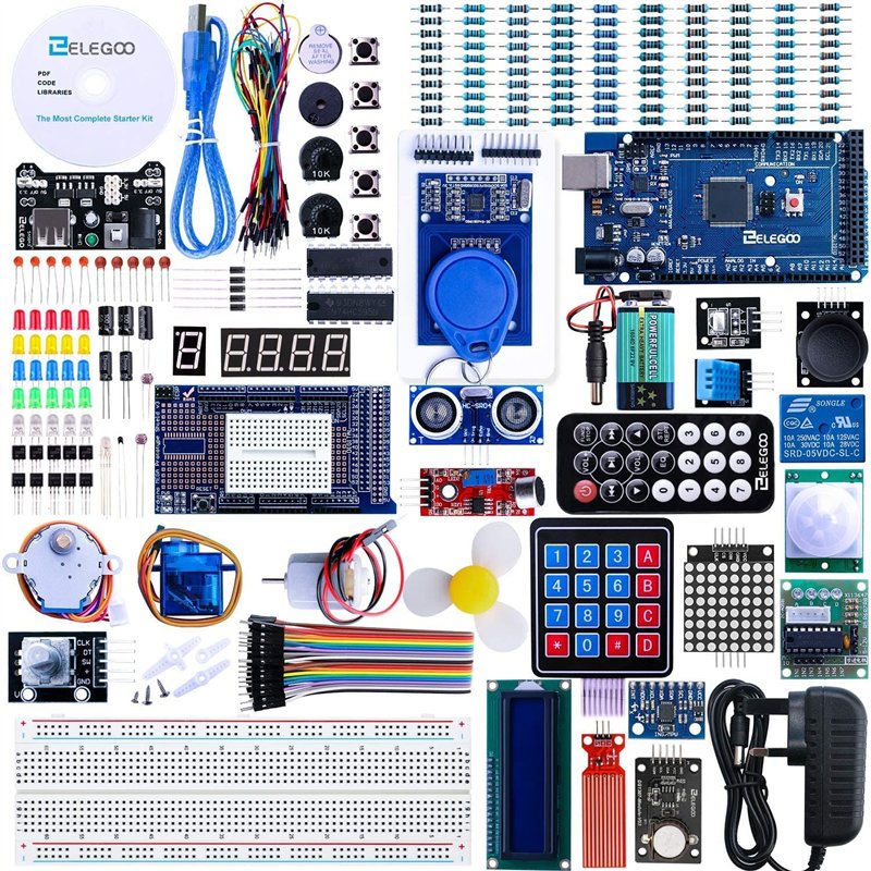 ELEGOOE Mega R3 Kit de Démarrage Ultime Le Plus Complet avec Manuel d'Utilisation Français pour Débutants et Professionnels DIY 