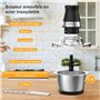 400W Mixeur avec Bol en Acier Inox
