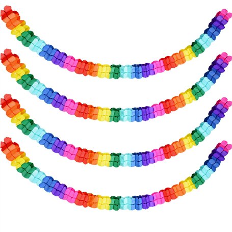 4Pcs Guirlandes Décoration Bannière Colorées Banderole Feston Papier Cellulaire Trèfle à Quatre Feuilles Arc-en-Ciel Carnaval Fê