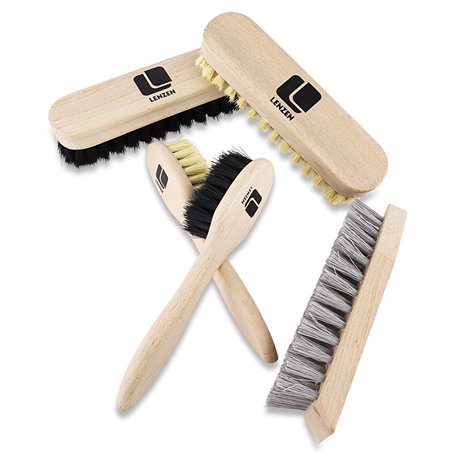 Lenzen Set de Brosses à Chaussures I Kit de 5 Pièces: 2 Brosses de Polissage