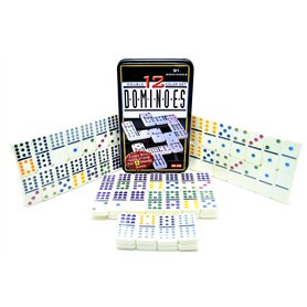 Dominos de points doubles de 12 couleurs Grande XXL Boîte (jeu 91, dominos) dans une boîte en métal. Dominos de points doubles de 12 couleurs Grande XXL Boîte (jeu 91