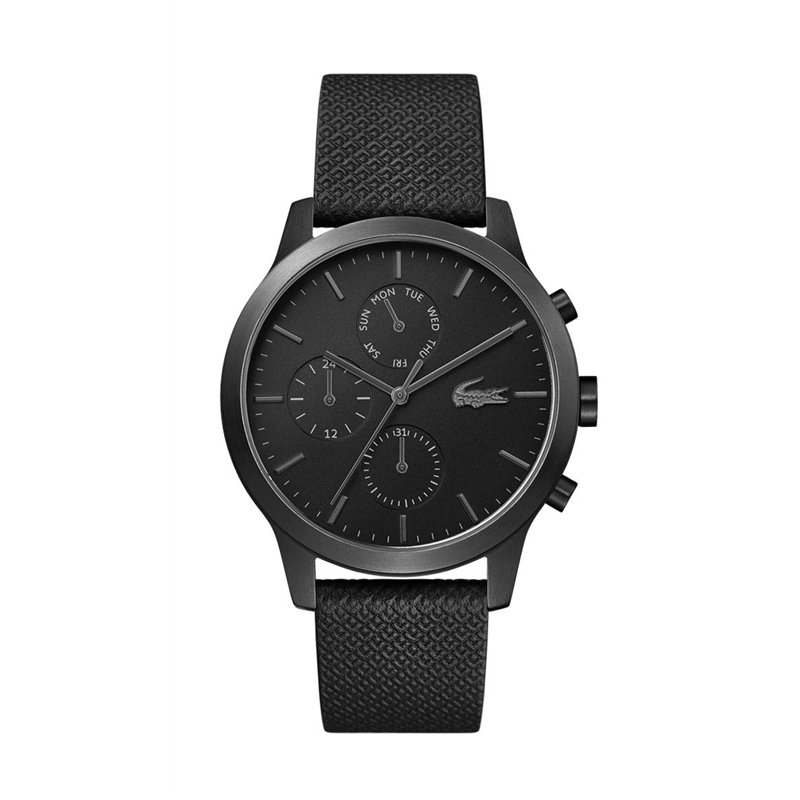 Lacoste Montre Analogique Multifunction à Quartz pour Homme Collection LACOSTE.12.12 avec Bracelet en Cuir Noir - 2010997