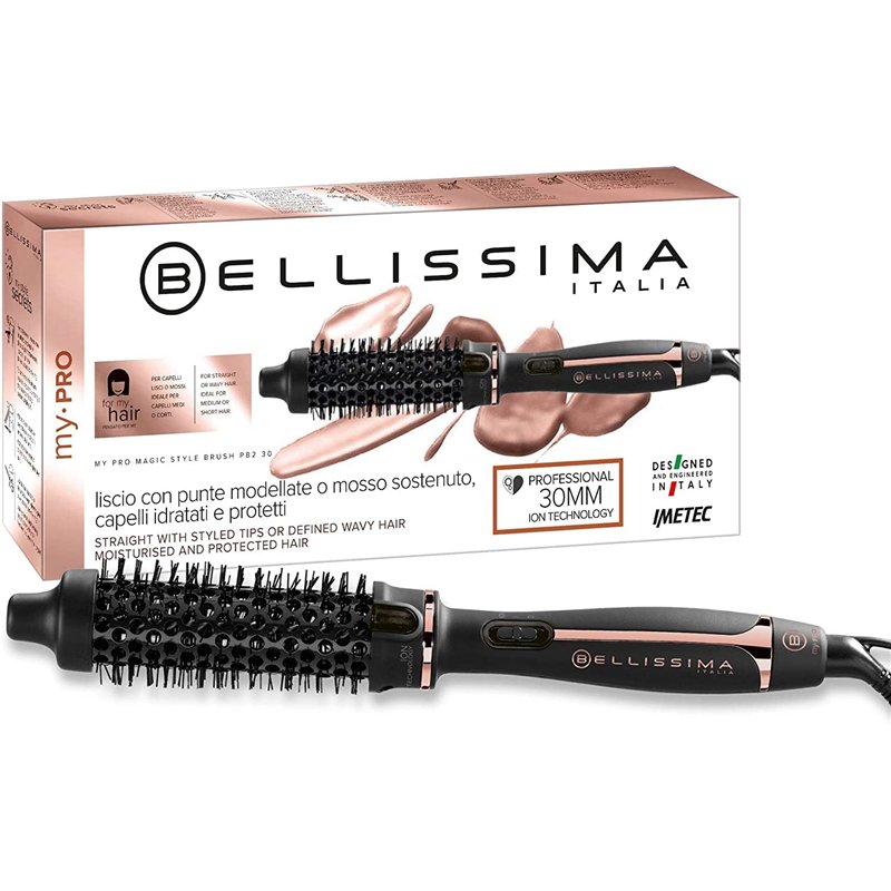 Bellissima Brosse Soufflante My Pro Magic Style Brush P2 30 - Technologie Ionique, Revêtemente en Céramique - Brosse Chauffante,