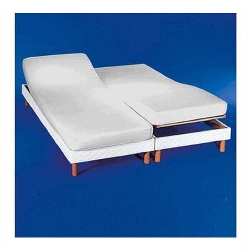 Cotton Art Drap-housse pour lit double articulé 160 (80 x 2) x 190/200 cm Blanc
