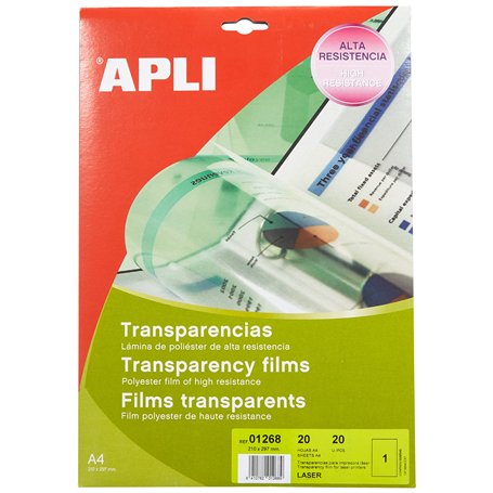 Apli 001268 20 Films Transparent pour Imprimante Laser