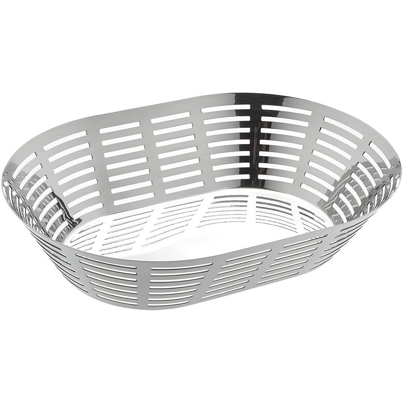 BRA Bella | Corbeille à Pain Ovale, 21 X 31 cm, Acier Inoxydable 18/10, Argent Métallique