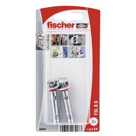 fischer - Cheville métallique à douille - FSL 8 avec vis à tête H/Blister de 2